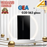 KULKAS GEA G2D-563 / G2D563 / G2D 563  SIDE BY SIDE BLACK GLASS