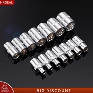<HRDEAL>12 Point Mirror Short Socket Head 1/4 Drive Torx Bit Ratchet Wrench Adapter