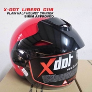 X-DOT LIBERO G118 PLAIN HALF HELMET CRUISER -RED COLOR