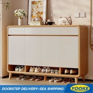 YOOK Shoe Cabinet New Walnut Colour Solid Wood Chest Of Drawers Household Large Capacity Against The