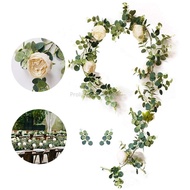 6 Ft Artificial Eucalyptus Garland with Champagne Peony Flower Hanging Greenery Garland Fake Flower 