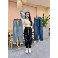 Lylylikes 011 Baggy Jeans with Waistband and Hem for a Healthy, Dynamic Look