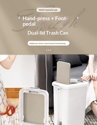 Dual Open Trash Bin | Hand Press & Foot Pedal Waste Bin for Kitchen & Bathroom | Cute Eyes Design | 