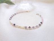 花漾 ‧ 堇青石 貓眼石 珍珠 純銀 細手環