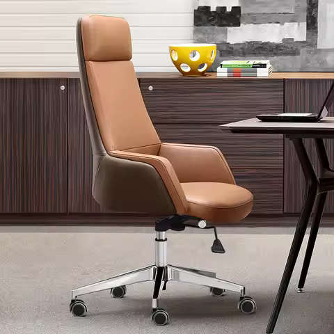 Computer chair Home comfortable sedentary office Simple swivel Leather Executive chair Boss chair Le