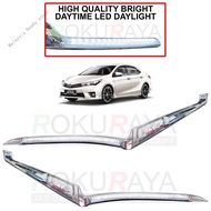 ♞❁Toyota Corolla Altis 11th Gen (2014) Front Light Headlamp Cover ABS Chrome Trim Garnish With Word &amp; LED Day