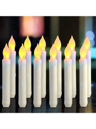 6入組led錐形蠟燭燈,無火浮動蠟燭,電池操作的窗台蠟燭,led錐形手持燭台,適用於聖誕婚禮生日派對