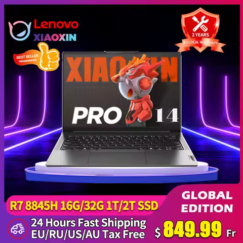 Lenovo Laptop Xiaoxin Pro 14 AMD R7 8845H 16/32GB 1T/2T SSD Radeon 780M 14“ 2.8K 120Hz OLED Al Noteb