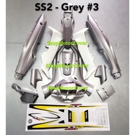 YAMAHA SS2 Y110-2 BODY COVER SET GREY WITH STICKER #3 (HLD) YAMAHA SS SS2 Y110 2 YAMAHA SS2 COVERSET WARNA KELABU