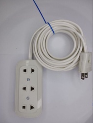 10 meters Heavy Duty Extension Cord wire (3)Three Gang flat cord #16 (white wire)