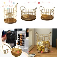 WINTE Coffee Pod Holder, Large Capacity Metal Coffee Capsule Holder,  Wood Base Multifunctional Coff