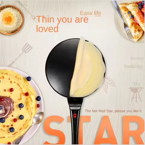 220V Electric Crepe Maker Breakfast Pizza Baker Pancake Baking Pan Non-stick Griddle Chinese Spring 