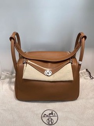 Hermes Lindy 30愛馬仕Lindy30金棕銀扣tc皮W stamp