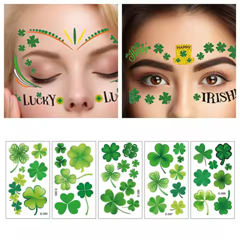 St Patrick's Day Shamrock Leaf Skin Tattoo Sticker Temporary & Waterproof Irish St Patricks Day Part