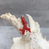 天然樹枝珊瑚墜 阿卡珊瑚 白K金 K375