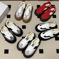 Spring Summer Goodbai Bai Jingting Inspired Fluffy Trainers - Leather Low-Top Casual Shoes with Thic