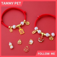 Pet New Year Lucky Collar Spring Festival Cat Dog Cute Woven Rope Necklace Lucky Cat Red Accessories