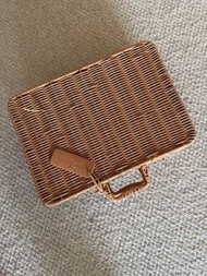 復古藤編手提篋 籐籃 收納箱，長35 x 25 x 12cm