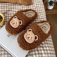 2022 Fluffy Fur Slippers Women Winter Warm Closed Plush Home Teddy Bear Slippers Flip Flops Flat Cute Animal Slides Shoes