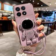 Case for Xiaomi POCO X6 F6 Pro F 6 Cover Electroplated Astronaut Stand Phone Case for POCO F6Pro F5 