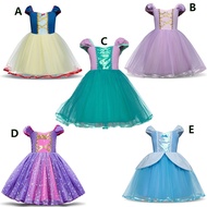 1 Year Old Baby One Year Old Dress Snow White Mermaid Long Hair Princess Disney Princess Dress Girl 