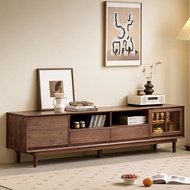 Duty-Free Nordic Black Walnut TV Cabinet Living Room TV Cabinet Nordic Simple All Solid Wood TV Cabi