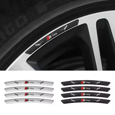4Pcs Emblems Car Badge Wheel Hub Rims Decor 3D Stickers For Audi A4 A3 A5 A6 A7 A8 Q3 Q5 Q7 Q8 B5 B6