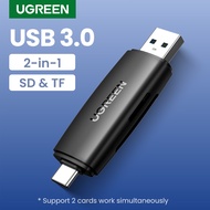 【CW】 UGREEN USB Card Reader 2in1 Type C USB 3.0 to SD Micro SD TF Adapter for Laptop Phone OTG Cardreader Smart Memory SD Card Reader