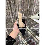 Dior Women's Cat Heel Slingback Flat Sole Shoes - Black