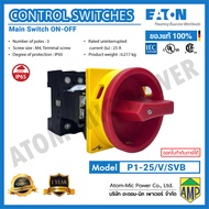P1-25/V/SVB - สวิตช์ตัดวงจรไฟ แบบบิดเปิด-ปิด - Main switch P1 25 A flush mounting 3 pole