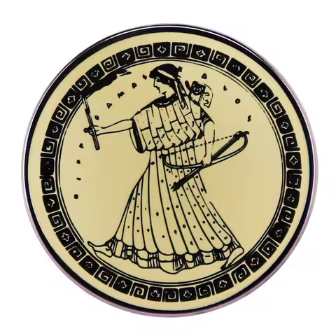 Artemis-Enamel Pin Goddess of the Hunt Badge Greek Mythology Brooch