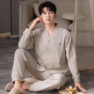 Men's Pajamas Spring Autumn Men's Pajamas Long-Sleeved Pajamas Large Size Pajamas Men's Loose Wearab