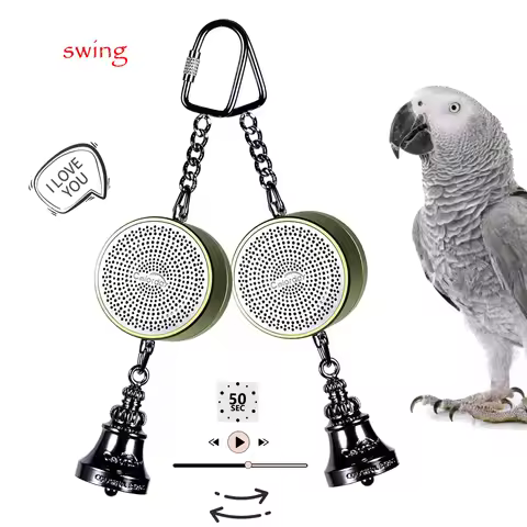 Bird Toys Parrot Talking Coach & Interactive Voice Bell Supplies (Patent Pending, Latest Upgraded Ve