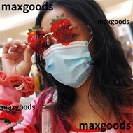 MAXGOODS1 Rimless Sun Glasses, Metal Street Snap Strawberry Sunglasses, Women Halloween Costume Y2K 