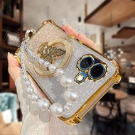 Butterfly Bracket Pearl Chain Case For Realme C85 Pro 15 Pro 5G Realme 7T Realme P3 Ultra 5G  C63 V6