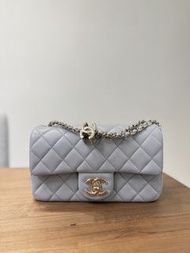 Chanel雙C調節扣mini CF 灰色  26S