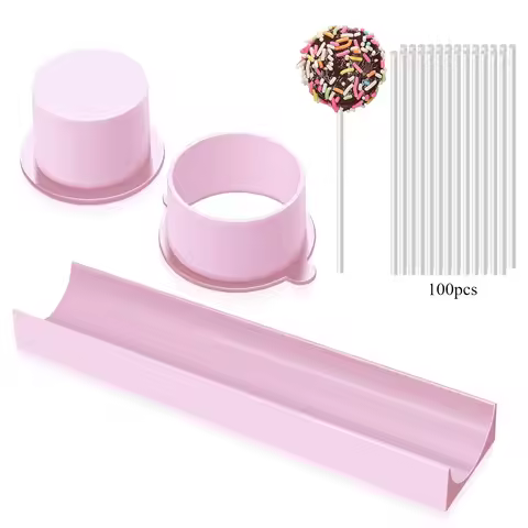 Circle Cake Pop Mold Set with 9 Inch Tray Easy Cake Pop Cutter and Pusher Circle Maker for Home Baki