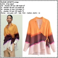 AB768773 Baju Atasan Blouse Kimono Panjang Wanita Korea Orange Tie Dye