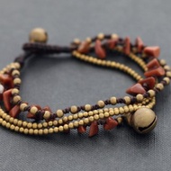 Goldstone分層編織手鍊，多股黃銅石手鍊，波希米亞吉普賽嬉皮士手鍊