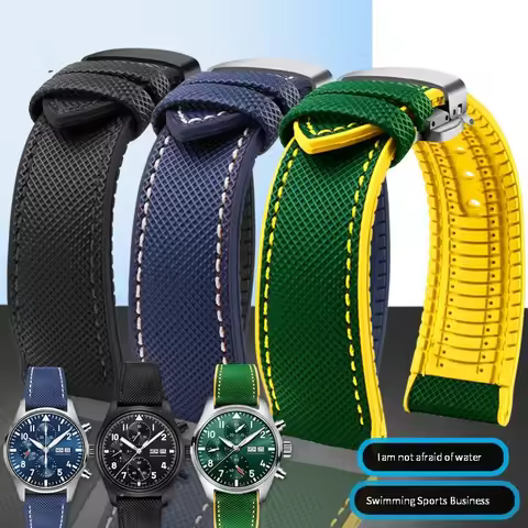 20mm 21mm 22mm 23mm Canvas Nylon+Rubber Watchbands For Each Brand Diving Watches for iwc Tudor Longi