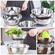 Bộ rổ inox 5 món - 1 rổ 4 chậu - Thau rổ inox bộ 5 món cao cấp