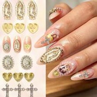 60pcs Religious Style Rhinestone Cross, Virgin Mary Shaped 3D Nail Art Decorations, Suitable For Wom
