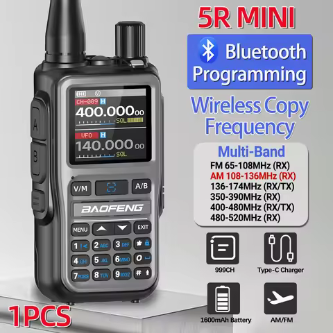 BAOFENG UV-5R Mini Walkie Talkie Full Band Bluetooth Programming Wireless Copy Frequency 2 PTT AM FM