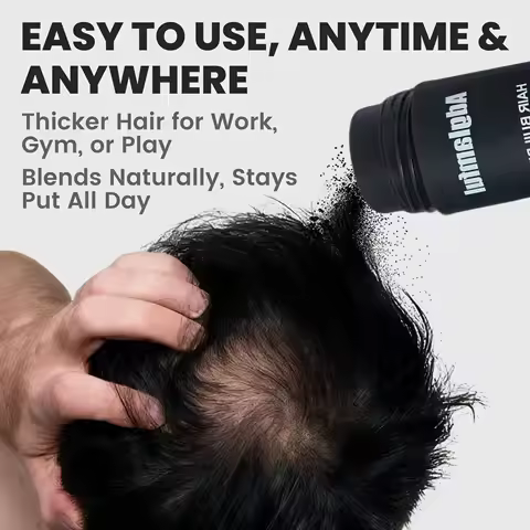 Adglamful 2-in-1 Press Bottle Hair Fibers: Built-in pump for even application. Fills hair in 5s. Tra