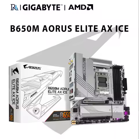 AMD B650 Motherboard New GIGABYTE B650M AORUS ELITE AX ICE Micro-ATX DDR5 8000 (OC) MHz 192GB M.2 Wi