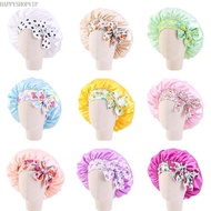 HSV Kids Solid Color Satin Bonnet Night Sleep Cap Turban Hat Beanie Elastic Cap