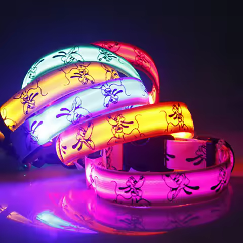 LED Dog Collar Light Night Safety Nylon Pet Dog Collar Glowing Luminous Collar Perro Luz Bright Dog