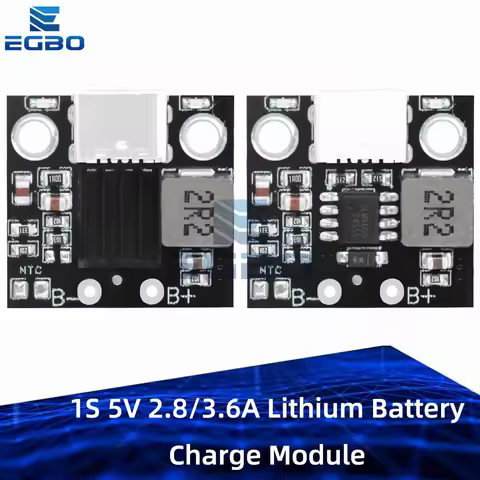 1S 5V 2.8/3.6A Lithium Battery Charge Module Boost Power Board Type-C Interface Over Charge Over Tem