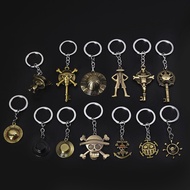 Cartoon One Piece King Hang Pirate Luffy Keychain Ring Chain Straw Hat Skull Logo Anime Peripheral Metal Pendant