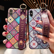 Wrist Strap Soft Case OPPO R11S Plus Cases Vintage Flower Pattern Holder Cover